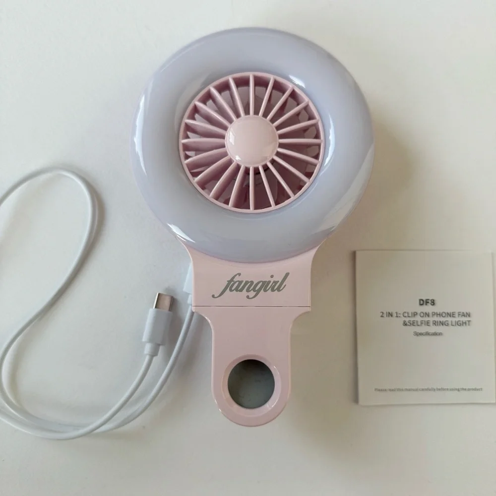 Clip On Phone LED Selfie Ring Light with Fan. Like New Condition. FANGIRL Brand